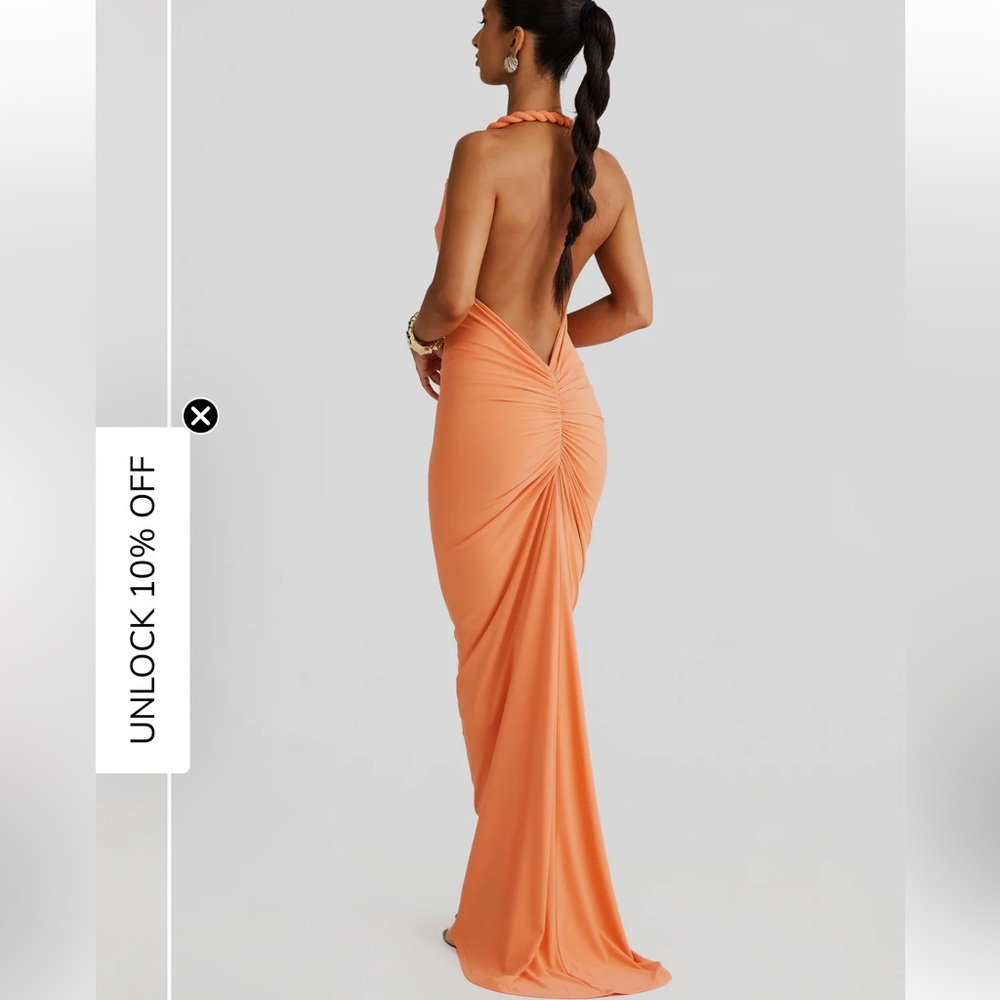 Mélani the label MAIA papaya Orange Dress peach backless scrunch butt
